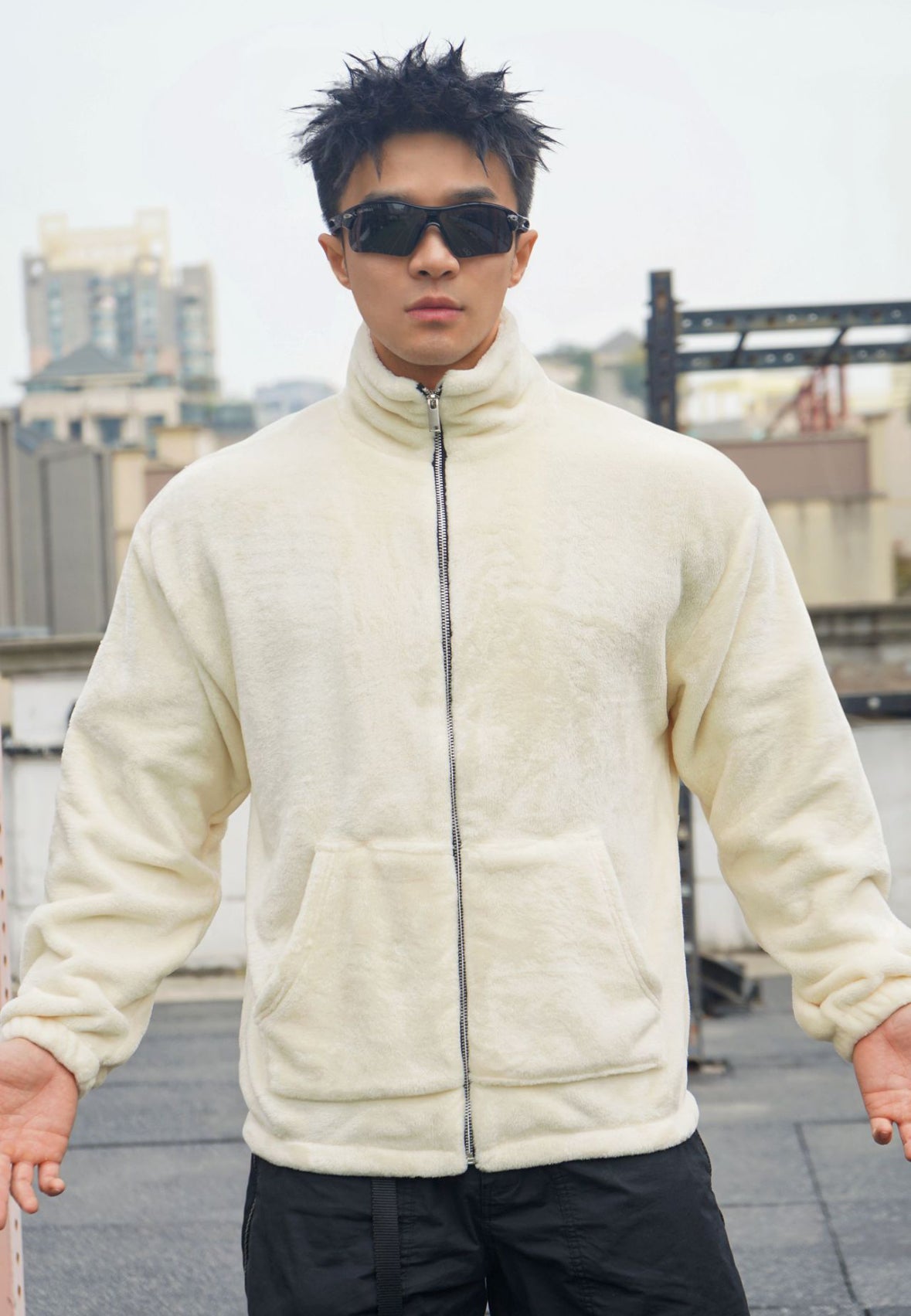 Basic Fleece Jacke (Cream Weiss)