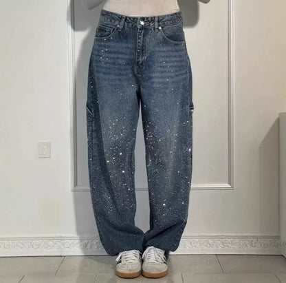 Shiny Woman Baggy Jeans